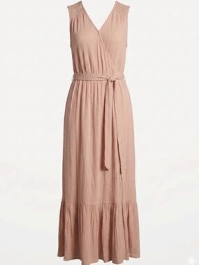 Knox Rose | Dusty Rose Wrap Tiered Maxi Dress- Size M